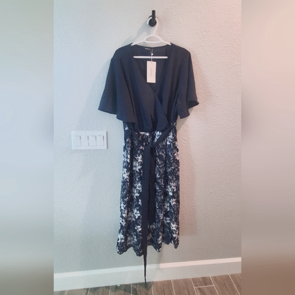 Blue and white floral dress